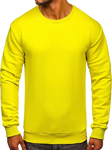 BOLF Herren Sweatshirt Pullover Basic Pulli Rundhalsausschnitt Sport Style 171715 Gelb(Hell) L [1A11] von BOLF
