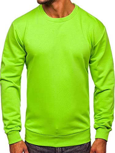 BOLF Herren Sweatshirt Pullover Basic Pulli Rundhalsausschnitt Sport Style 171715 Hellgrun M [1A11] von BOLF