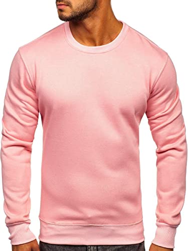 BOLF Herren Sweatshirt Pullover Sweater Pulli Langarmshirt Longsleeve Freizeit Sport Fitness Outdoor Basic Casual Style 2001 Rosa(Hell) XXL [1A1] von BOLF