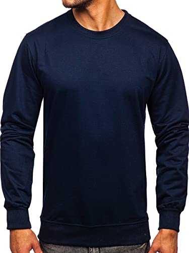 BOLF Herren Sweatshirt Pullover Sweater Pulli Langarmshirt Longsleeve Freizeit Sport Fitness Outdoor Basic Casual Style B10001 Dunkelblau XXL [1A1] von BOLF