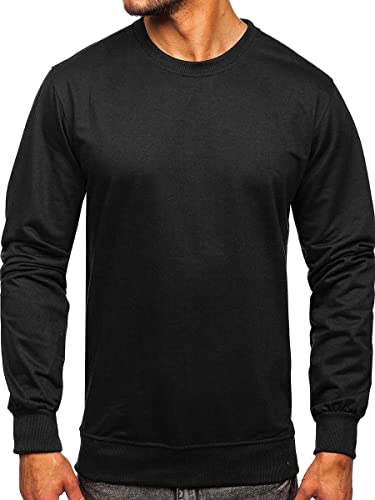 BOLF Herren Sweatshirt Pullover Sweater Pulli Langarmshirt Longsleeve Freizeit Sport Fitness Outdoor Basic Casual Style B10001 Schwarz XL [1A1] von BOLF
