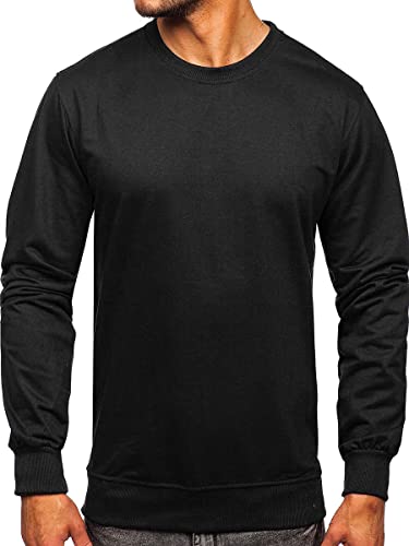 BOLF Herren Sweatshirt Pullover Sweater Pulli Langarmshirt Longsleeve Freizeit Sport Fitness Outdoor Basic Casual Style B10001 Schwarz XXL [1A1] von BOLF