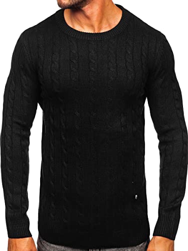 BOLF Herren Sweatshirt Pullover Sweater Pulli Rundhalsausschnitt Langarmshirt Longsleeve Wärme Classic Outdoor Casual Style MM6021 Schwarz M [5E5] von BOLF