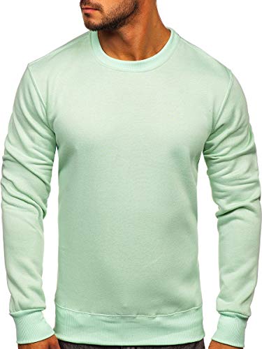 BOLF Herren Sweatshirt Pullover Sweater Pulli Langarmshirt Longsleeve Freizeit Sport Fitness Outdoor Basic Casual Style 2001 Mint M [1A1] von BOLF