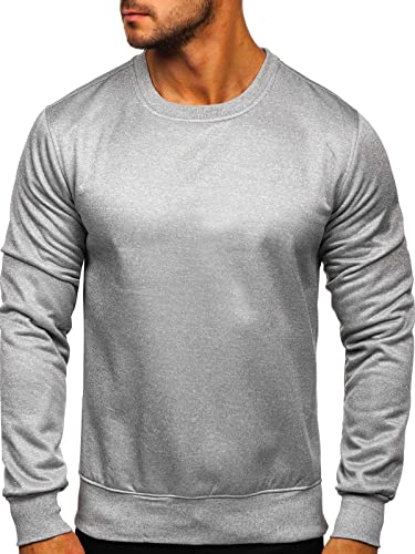 BOLF Herren Sweatshirt Pullover Sweater Pulli ohne Kapuze Langarmshirt Rundhalsausschnitt Farbvarianten Crew Neck Longsleeve Classic Fitness Basic Sport J.Style 2001-2 Grau XXL [1A1] von BOLF