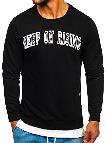 BOLF Herren Sweatshirt Pullover mit Aufdruck Pulli Rundhalsausschnitt Sport Style 11114 Schwarz M [1A1] von BOLF