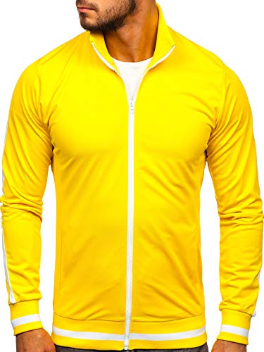 BOLF Herren Sweatshirt Stehkragen Reißverschluss Zip Täglicher Stil 2126 Gelb M [1A1] von BOLF