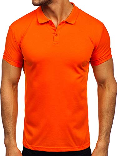 BOLF Herren T-Shirt Polo Poloshirts Kragen Core Kurzarmhemd Schlichtes Polohemd Kurzarm Shirts Basic Einfarbig Freizeit Figurbetont Slim fit J.Style GD02 Orange XXL [3C3] von BOLF