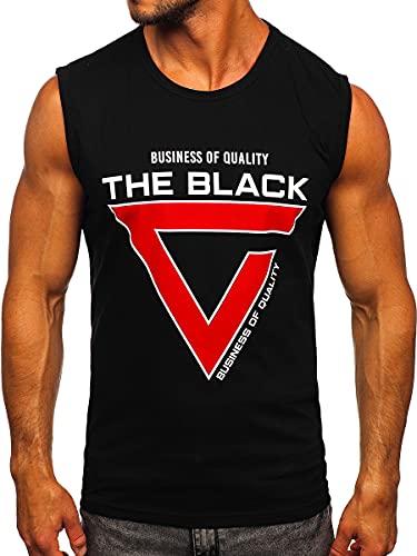 BOLF Herren T-Shirt Tank Top mit Aufdruck ärmellos Print Motiv Sportswear Logo Sport Street Style 14816 Schwarz L [3C3] von BOLF