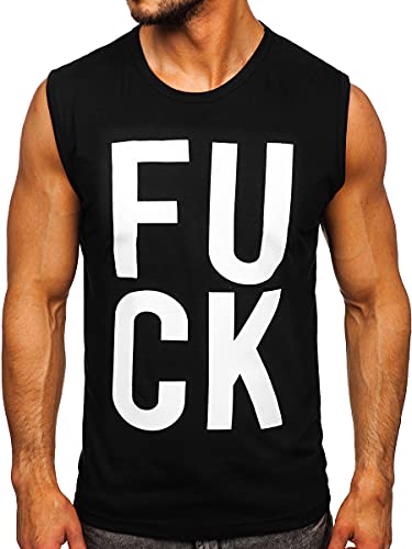 BOLF Herren T-Shirt Tank Top mit Aufdruck ärmellos Print Motiv Sportswear Logo Sport Street Style 14820 Schwarz L [3C3] von BOLF