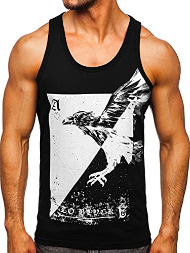 BOLF Herren T-Shirt Tank Top mit Aufdruck ärmellos Print Motiv Sportswear Logo Sport Street Style 14829 Schwarz L [3C3] von BOLF