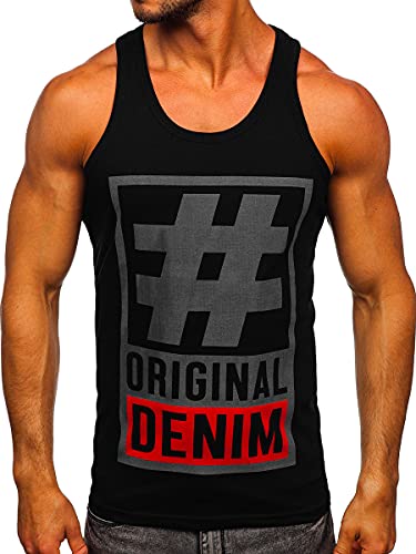 BOLF Herren T-Shirt Tank Top mit Aufdruck ärmellos Print Motiv Sportswear Logo Sport Street Style 14834 Schwarz-Dunkelgrau XXL [3C3] von BOLF