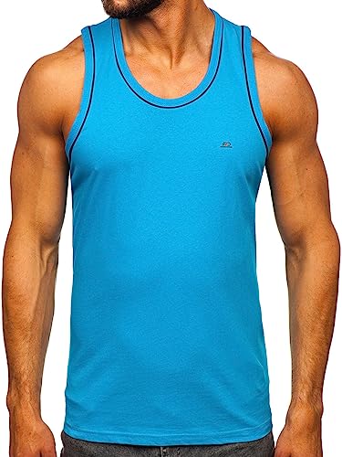 BOLF Herren Tank Top T-Shirt mit Aufdruck ärmellos Muskelshirt Tankshirt Print Baumwolle Sportswear Männer Fitness Bodybuilding Logo Sport Street Style 14276 Türkis L [3C3] von BOLF