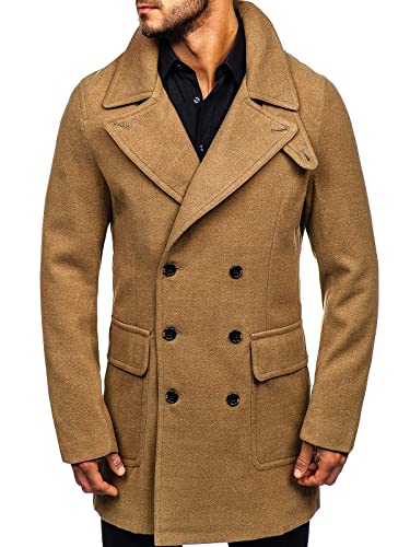 BOLF Herren Mantel Wintermantel Kurzmantel Winterjacke Stehkragen Reverskragen Elegant Business Freizeit Warm Gefüttert J.Boyz 1048 Camel M [4D4] von BOLF