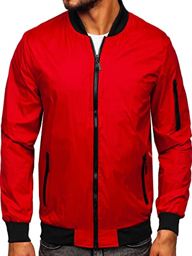 BOLF Herren Übergangsjacke Bomberjacke Fliegerjacke Pilotenjacke Baseballjacke Collegejacke Wind-Jacke Frühlingsjacke Freizeitjacke Outdoor Alltagsjacke Blouson 5M708 Rot XXL [4D4] von BOLF