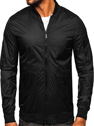 BOLF Herren Übergangsjacke Bomberjacke Fliegerjacke Pilotenjacke Baseballjacke Collegejacke Wind-Jacke Frühlingsjacke Freizeitjacke Outdoor Alltagsjacke Blouson 5M708 Schwarz XXL [4D4] von BOLF