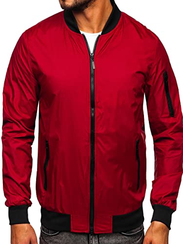 BOLF Herren Übergangsjacke Bomberjacke Fliegerjacke Pilotenjacke Baseballjacke Collegejacke Wind-Jacke Frühlingsjacke Freizeitjacke Outdoor Alltagsjacke Blouson 5M708 Weinrot M [4D4] von BOLF