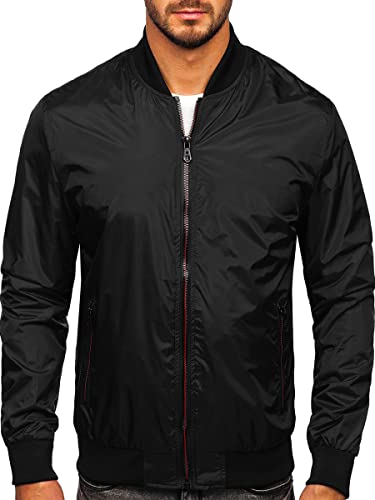 BOLF Herren Übergangsjacke Bomberjacke Fliegerjacke Pilotenjacke Baseballjacke Collegejacke Wind-Jacke Frühlingsjacke Freizeitjacke Outdoor Alltagsjacke Blouson 7116 Schwarz XL [4D4] von BOLF