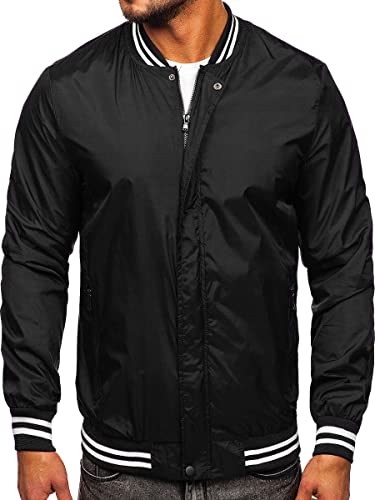 BOLF Herren Übergangsjacke Bomberjacke Fliegerjacke Pilotenjacke Baseballjacke Collegejacke Wind-Jacke Frühlingsjacke Freizeitjacke Outdoor Alltagsjacke Blouson 8M98 Schwarz XXL [4D4] von BOLF