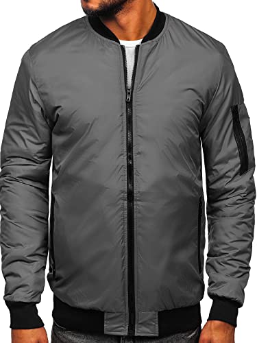BOLF Herren Übergangsjacke Bomberjacke Fliegerjacke Pilotenjacke Baseballjacke Collegejacke Wind-Jacke Frühlingsjacke Freizeitjacke Outdoor Alltagsjacke Blouson J.STYLE AK95 Grau L [4D4] von BOLF