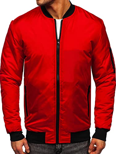 BOLF Herren Übergangsjacke Bomberjacke Fliegerjacke Pilotenjacke Baseballjacke Collegejacke Wind-Jacke Frühlingsjacke Freizeitjacke Outdoor Alltagsjacke Blouson J.Style AK95 Rot XXL [4D4] von BOLF