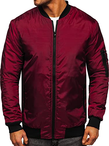 BOLF Herren Übergangsjacke Bomberjacke Fliegerjacke Pilotenjacke Baseballjacke Collegejacke Wind-Jacke Frühlingsjacke Freizeitjacke Outdoor Alltagsjacke Blouson J.Style AK95 Weinrot L [4D4] von BOLF