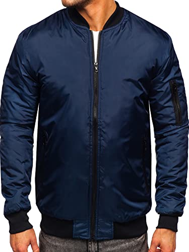 BOLF Herren Übergangsjacke Bomberjacke Fliegerjacke Pilotenjacke Baseballjacke Collegejacke Wind-Jacke Frühlingsjacke Freizeitjacke Outdoor Alltagsjacke Blouson J.STYLE AK95 Dunkelblau M [4D4] von BOLF