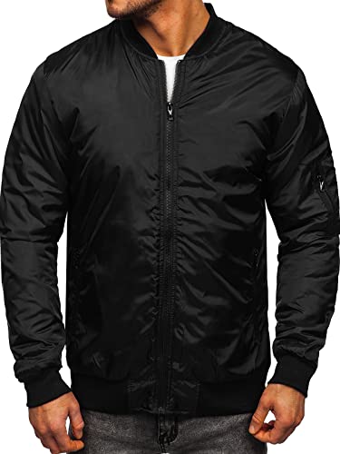 BOLF Herren Übergangsjacke Bomberjacke Fliegerjacke Pilotenjacke Baseballjacke Collegejacke Wind-Jacke Frühlingsjacke Freizeitjacke Outdoor Alltagsjacke Blouson J.STYLE AK95 Schwarz M [4D4] von BOLF