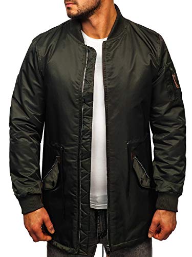 BOLF Herren Übergangsjacke Bomberjacke Leichte Funktionelle Jacke Outdoor Freizeitjacke Parka Windjacke Stehkragen Kapuze Blousons Sportlicher Stil JACK DAVIS JK363 Grün L [4D4] von BOLF