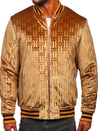 BOLF Herren Übergangsjacke Bomberjacke Steppjacke Reißverschluss Daunen-Optik Stehkragen Freizeitjacke Sportjacke Moderne Outdoor Casual Elegant 3B105 Camel M [4D4] von BOLF