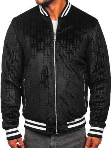 BOLF Herren Übergangsjacke Bomberjacke Steppjacke Reißverschluss Daunen-Optik Stehkragen Freizeitjacke Sportjacke Moderne Outdoor Casual Elegant 3B105 Schwarz M [4D4] von BOLF