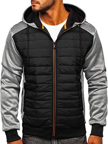 BOLF Herren Übergangsjacke Kapuze Reißverschluss Outdoor Funktionsjacke Classic Trekking Fitness Sport J.STYLE KS2146 Grau XL [4D4] von BOLF