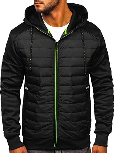 BOLF Herren Übergangsjacke Kapuze Reißverschluss Outdoor Funktionsjacke Classic Trekking Fitness Sport J.STYLE KS2146 Schwarz L [4D4] von BOLF