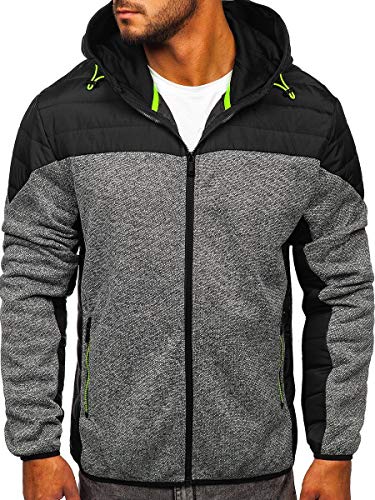 BOLF Herren Übergangsjacke Kapuze Reißverschluss Outdoor Funktionsjacke Classic Trekking Fitness Sport J.Style KS2158 Grau L [1A1] von BOLF