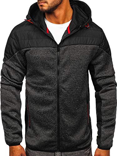 BOLF Herren Übergangsjacke Kapuze Reißverschluss Outdoor Funktionsjacke Classic Trekking Fitness Sport J.Style KS2158 Schwarz L [1A1] von BOLF