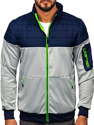 BOLF Herren Übergangsjacke Regenjacke Stehkragen Steppjacke Reißverschluss Outdoorjacke Daunenjacke Sportjacke Freizeitjacke Leichte Outdoor Style 8M907 Dunkelblau XXL [4D4] von BOLF