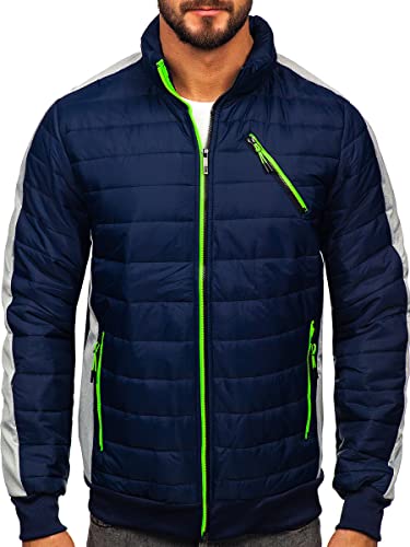 BOLF Herren Übergangsjacke Regenjacke Stehkragen Steppjacke Reißverschluss Outdoorjacke Daunenjacke Sportjacke Freizeitjacke Leichte Outdoor Style 8M909 Dunkelblau L [4D4] von BOLF