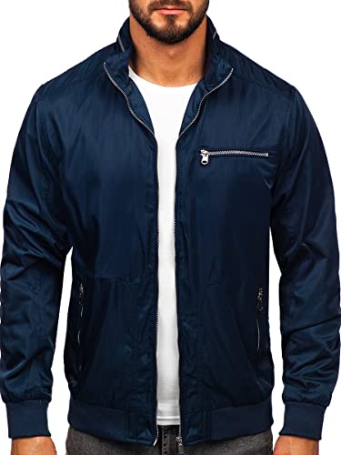 BOLF Herren Übergangsjacke Stehkragen Regenjacke Funktionsjacke Steppjacke Reißverschluss Outdoorjacke Schuljacke Classic Freizeitjacke Outdoor Style 5M3106 Dunkelblau XL [4D4] von BOLF