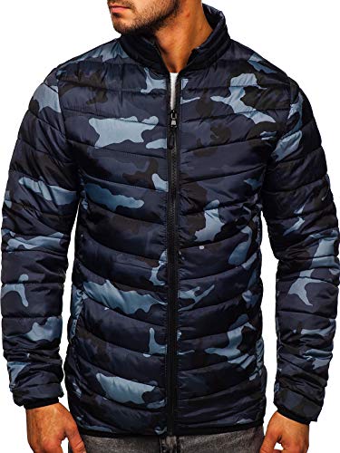 BOLF Herren Übergangsjacke Steppjacke Bomberjacke Leichte Daunenjacke Sportjacke Freizeitjacke Stehkragen Reißverschluss Militär Camouflage Military Style J.Style SM32 Dunkelgrau M [4D4] von BOLF