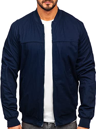 BOLF Herren Übergangsjacke Steppjacke Bomberjacke Reißverschluss Daunen-Optik Stehkragen Freizeitjacke Sportjacke Moderne Outdoor Casual Elegant 84M3005 Dunkelblau L [4D4] von BOLF