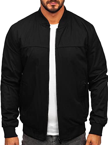 BOLF Herren Übergangsjacke Steppjacke Bomberjacke Reißverschluss Daunen-Optik Stehkragen Freizeitjacke Sportjacke Moderne Outdoor Casual Elegant 84M3005 Schwarz XL [4D4] von BOLF