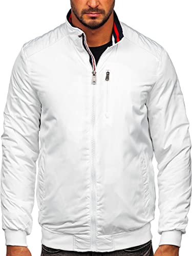 BOLF Herren Übergangsjacke Steppjacke Daunen-Optik Casual Elegant Leichte Frühlings Jacket Moderne Männer Jacke 1907 Weiss M [4D4] von BOLF