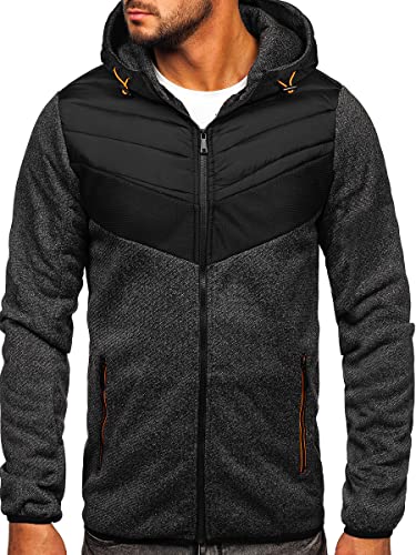 BOLF Herren Übergangsjacke Steppjacke Daunen-Optik Casual Elegant Leichte Frühlings Jacket Moderne Männer Jacke BKS2153 Schwarz-Orange M [4D4] von BOLF