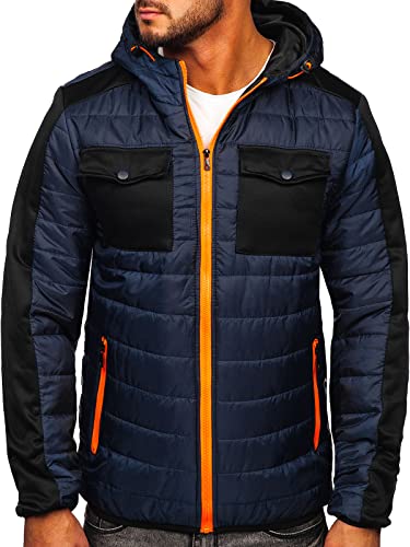 BOLF Herren Übergangsjacke Steppjacke Daunen-Optik Casual Elegant Leichte Frühlings Jacket Moderne Männer Jacke M10003 Dunkelblau L [4D4] von BOLF