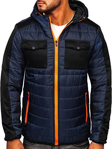 BOLF Herren Übergangsjacke Steppjacke Daunen-Optik Casual Elegant Leichte Frühlings Jacket Moderne Männer Jacke M10003 Dunkelblau XXL [4D4] von BOLF