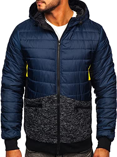 BOLF Herren Übergangsjacke Steppjacke Daunen-Optik Casual Elegant Leichte Frühlings Jacket Moderne Männer Jacke M10019 Dunkelblau XXL [4D4] von BOLF