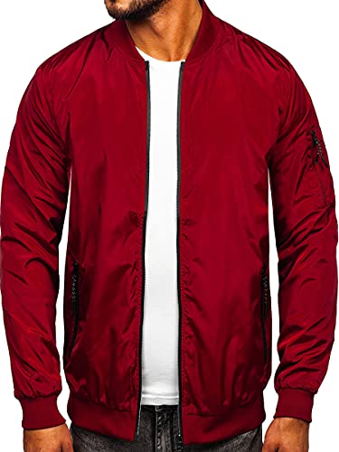 BOLF Herren Übergangsjacke Steppjacke Daunen-Optik Casual Elegant Leichte Frühlings Jacket Moderne Männer Jacke W3908 Weinrot XL [4D4] von BOLF