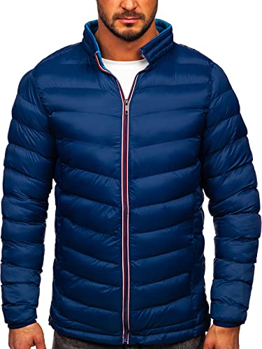 BOLF Herren Übergangsjacke Steppjacke Daunenjacke Sportjacke Leichte Freizeitjacke Reißverschluss Casual Style 1100 Dunkelblau M [4D4] von BOLF