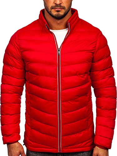 BOLF Herren Übergangsjacke Steppjacke Daunenjacke Sportjacke Leichte Freizeitjacke Reißverschluss Casual Style 1100 Rot XXL [4D4] von BOLF