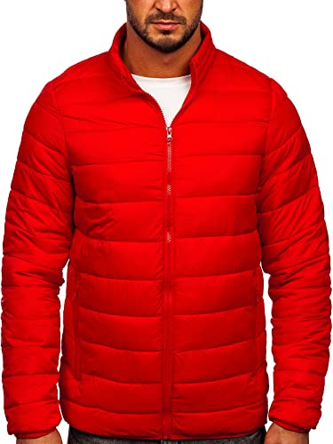 BOLF Herren Übergangsjacke Steppjacke Daunenjacke Sportjacke Freizeitjacke Reißverschluss Street Style J.STYLE LY33 Rot L [4D4] von BOLF